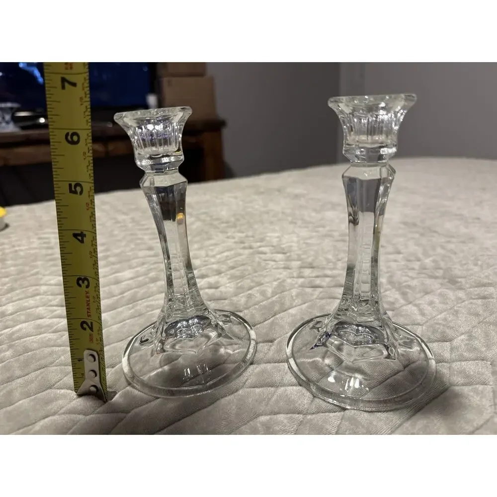 Pair Of Vintage Crystal Candlesticks 6.5in